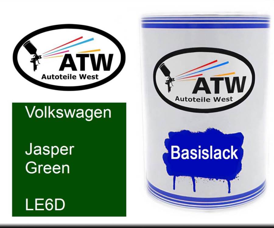 Volkswagen, Jasper Green, LE6D: 500ml Lackdose, von ATW Autoteile West.